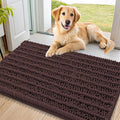 Smiry Dog Door Mat for Muddy Paws 34x21, Absorbent Dirt Trapper, Non-Slip Washable Chenille Entryway Rug for Inside Floor, Brown, Layered Pattern