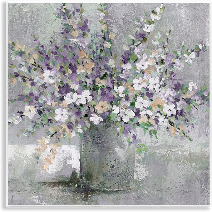Blossoming Aster Bouquet Floral, 12 x 12 Inch Mounted Print on Wall Plaque | Stupell Industries · By Carol Robinson · Hand finished · Ready to hang · Made in USA