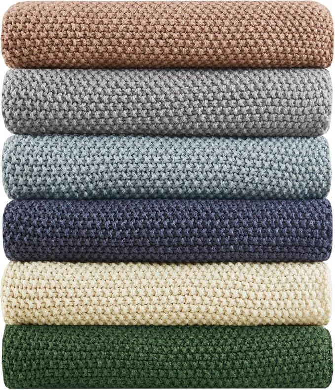 INK+IVY Bree Knit All Season Throw Blanket for Sofa, 50 x 60, Ivory | Ultra Soft, Acrylic, Lightweight, OEKO-TEX Certified
