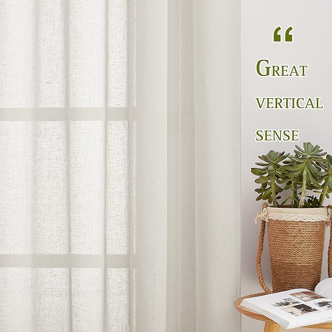 NICETOWN polyester Curtains for Windows 96 inch Length, Grommet Semi Sheer - Image 3