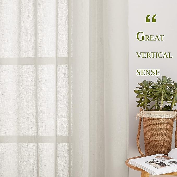NICETOWN Linen Sheer Curtains 90 inch Length - Image 5