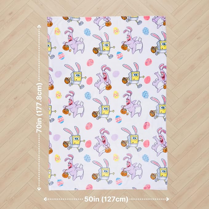 Spongebob Squarepants Fluffy Throw 50 in x 70 in – Soft Plush Lightweight Blanket for Couch, Bed & Travel (100% Officially Licensed Product) by Franco Collectibles