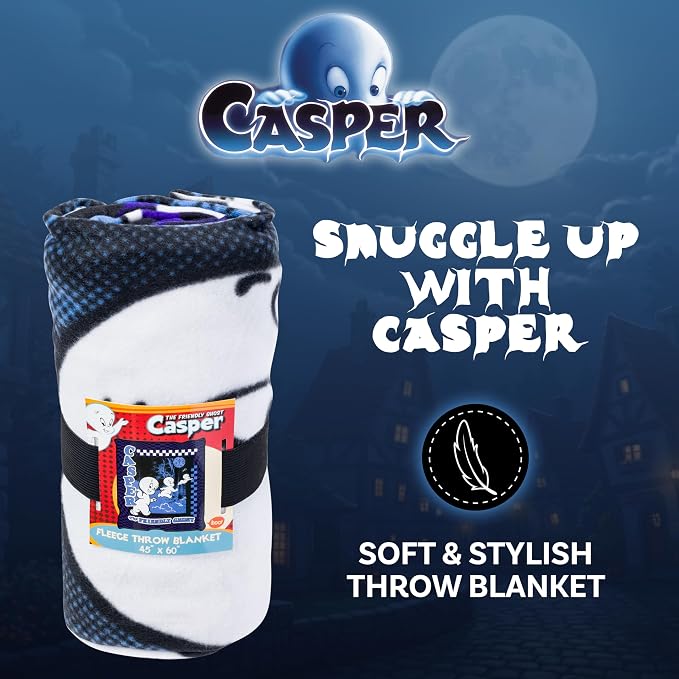 Silver Buffalo Casper the Friendly Ghost, Fleece Throw Blanket, 45x60in | Checkerprint, Soft and Cozy, 180 GSM