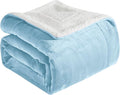 Elegant Comfort Ultra Soft Reversible Flannel Sherpa Blanket - Cozy Silky Fleece Throw for Couch, Bed - Plush Fuzzy Warm Winter Blanket for Gift, Twin XL, Aqua