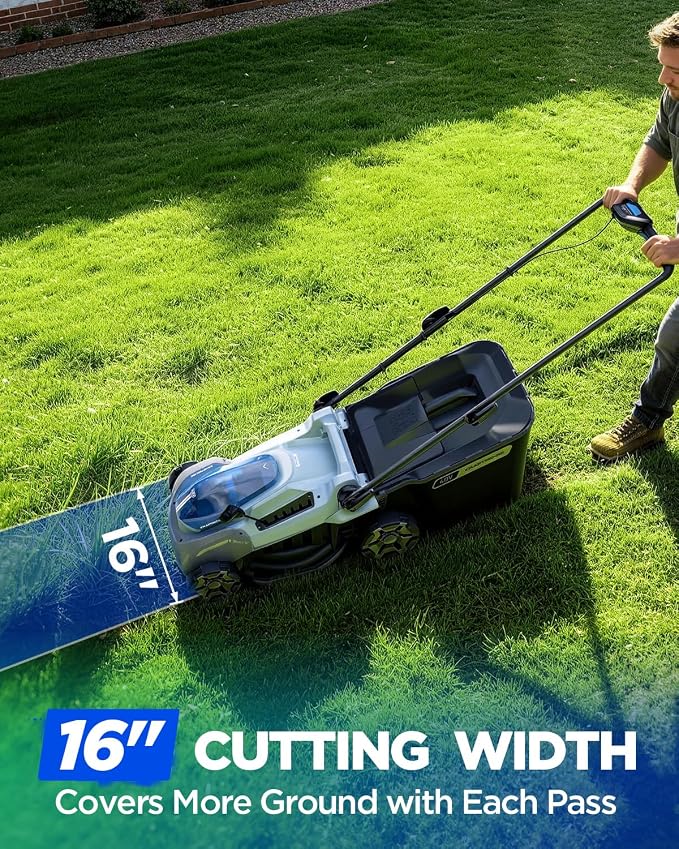 16-Inch 40V Max Brushless Cordless Electric Push Lawn Mower | Includes 40V Max 4.0Ah battery and charger, 148Wh Total Energy for Fewer Charging Interruptions during Routine Yard Care