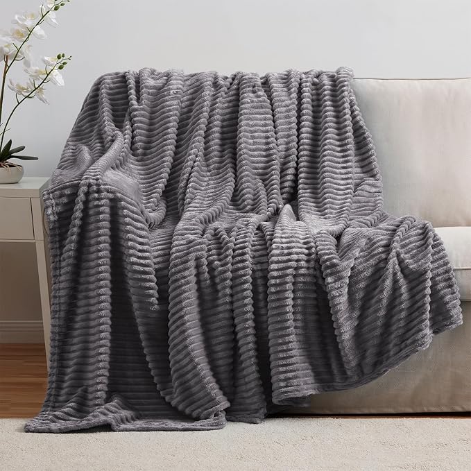 Nestl Purple Throw Blanket for Couch - Cozy Warm Fuzzy Blankets for Women, Plush Small Fleece Throws for Girls - Dusty Purple, 50 x 60 Inches