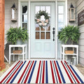 IOHOUZE 4'x6' Red White Blue Front Door Rug, USA 250th Anniversary Patriotic Doormat, Washable Front Porch Welcome Mat for Memorial Day, 4th of July, and Independence Day Entrance Outdoors Decor