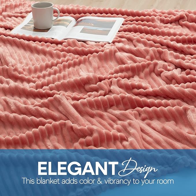 Nestl Rose Throw Blanket for Couch - Cozy Warm Fuzzy Blankets for Women, Plush Small Fleece Throws for Girls - Misty Rose, 50 x 60 Inches