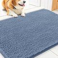 Smiry Dog Door Mat for Muddy Paws 30x17, Absorbent Dirt Trapper, Non-Slip Washable Chenille Entryway Rug for Inside Floor, Airy Blue, Classic Solid
