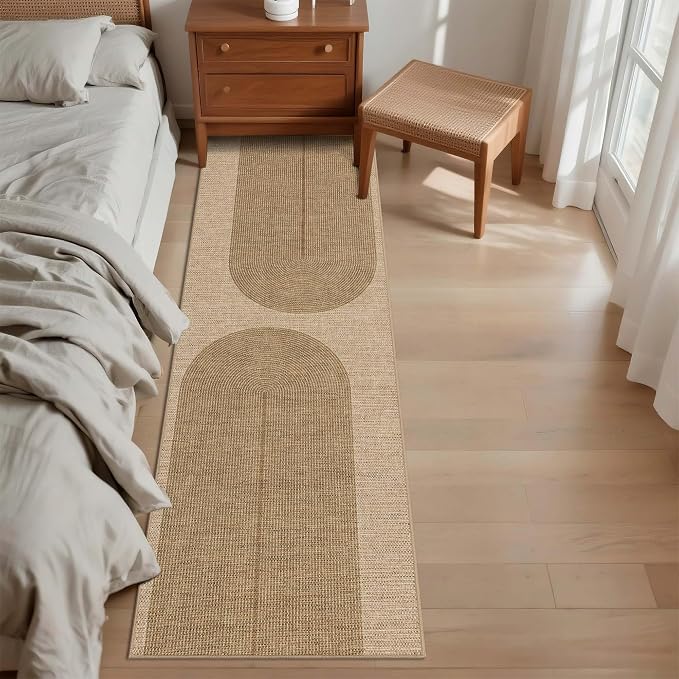 Non-Slip Jute Rug for Entryway: 2x6 Outdoor Mat - Geometric Arch Pattern | Safe Walking for Family All Day and Help with Cutting Slip Falls by 70%