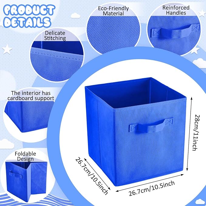 Yinder 12 Pcs Cube Storage Bin Rainbow Colored 10.5''x10.5''x11'' Storage Bins for Kids Classroom Decor Colorful Bins Foldable Baskets for Playroom Nursery Organizer Fabric Boxes
