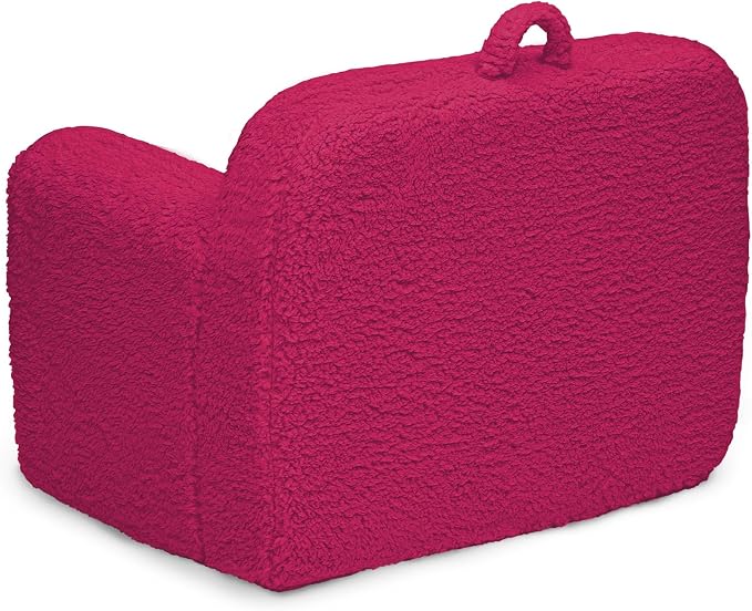 Delta Children Personalized Sherpa Cozee Chair - Customize with Name – Foam Kids Chair for Ages 18 Months and Up, Hot Pink