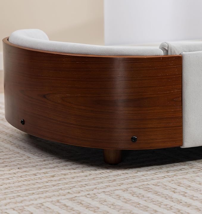 Elevated Dog Bed Pet Sofa with Solid Wood Legs and Bent Soft Backrest, Pet Cat Stool Bed with Velvet Cushion,for Large and Medium Size Dogs Kitten, Large Size