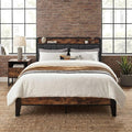 LIKIMIO Full Bed Frame, Storage Headboard with Charging Station, Solid and Stable, Noise Free, No Box Spring Needed, Easy Assembly