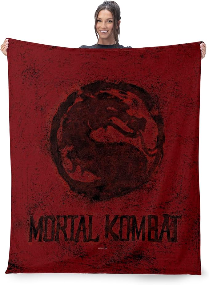 Mortal Kombat Silk Touch Throw Blanket – Logo Red, Ultra-Soft Fleece, Plush & Lightweight, 50 x 60