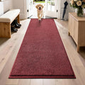PURRUGS Dirt Trapping Door Mat 31.5" x 70", Non-Slip Machine Washable Entryway Rug, Dog Doormat, Indoor Front Door Mat, Super Absorbent Entry Rug for Muddy Shoes & Paws, Burgundy Red