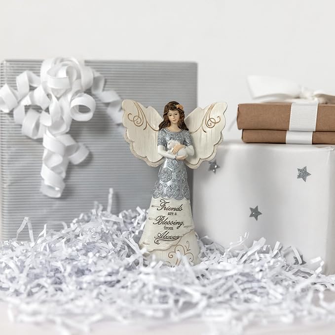 Pavilion Gift Company - Elements 82313 Friends are a Blessing Collectible Figurine, Angel Holding Bunny, 6-Inch