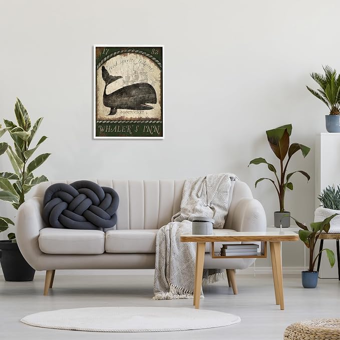 Stupell Industries 'Vintage Nantucket Whaler's Inn Sign', Framed Giclee Art, White, 24 x 30 Inches, Easy to Hang and Sturdy, Made in USA, by Beth Albert