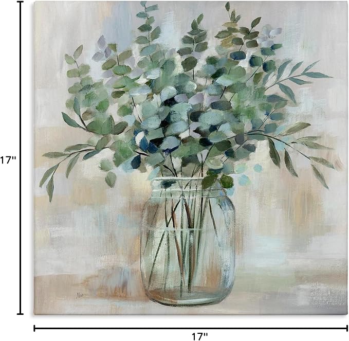 Soothing Eucalyptus Herb, 17 x 17 Inch Canvas Wall Art | Stupell Industries · By Nan · Ready to hang · Rustic farmhouse charm for kitchen or living spaces · Made in USA