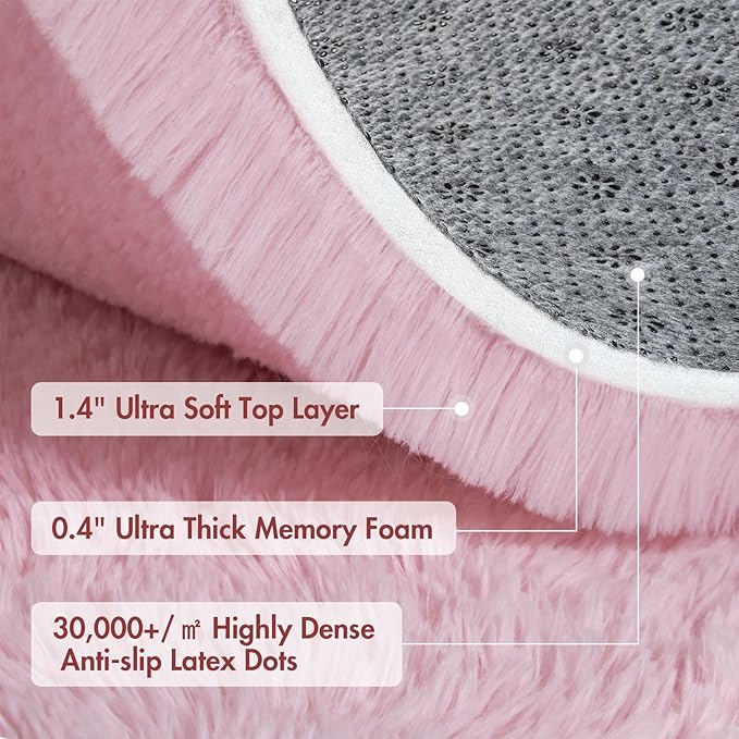 5x7 Ft Pink Rugs for Bedroom Girls, Shag Fluffy Area Rug for Living Room, Ultra Soft Furry Rug Indoor Carpet for Kids Room Nursery Home Decor