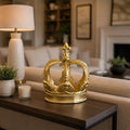Metal Crown Display for Bathroom Decor - Regal Form Accent Display for Home, Living Room, Office, and Shelf Styling - Sculpture Ornament Statement Piece for Coffee Table Decor - 7", Gold & Metallic