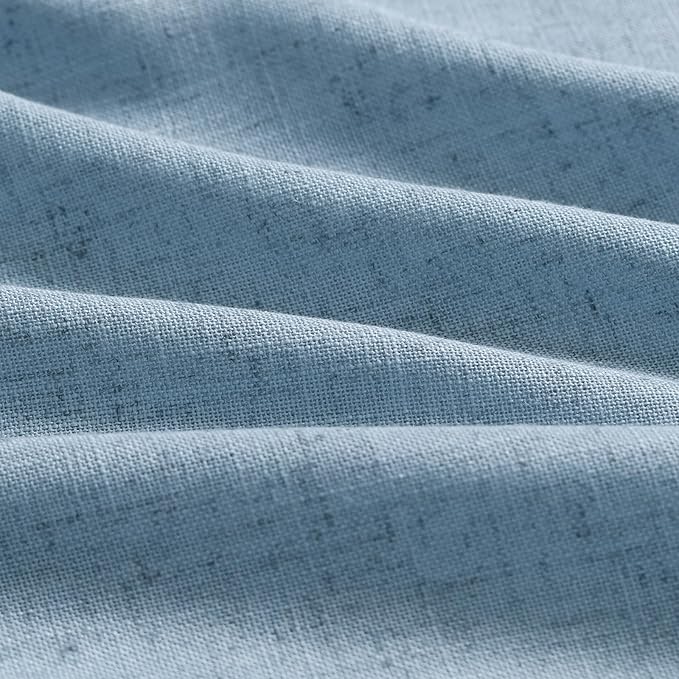 2 Panels Set Dusty Blue Linen Curtains 105 Inches Long for Living Room Extra Long Back Tab Curtains Neutral Farmhouse Light Filtering Semi Sheer Linen Drapes Ceiling to Floor for Large Window