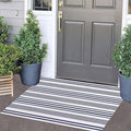 Blue and White Striped Outdoor Rug 24'' x 35'' Door Mat Outdoor Machine Washable Welcome Mats Cotton Hand-Woven Entryway Rug for Front Porch/Entryway/Laundry/Bathroom/Bedroom
