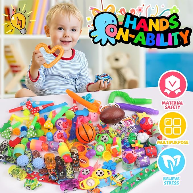 Amy & Benton 200PCS Party Favors for Kids 4-8 Goodie Bags Stuffers,Prize Box Toys for Kids Classroom,Toddler Bulk Fidget Toys Pinata Fillers,Classroom Birthday Gift Carnival Prizes Rewards