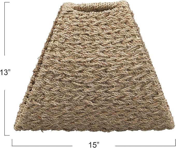 Household Essentials Handwoven Seagrass and Iron Magazine Rack, Natural Finish