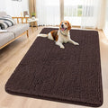 Smiry Dog Door Mat for Muddy Paws 59x32, Absorbent Dirt Trapper, Non-Slip Washable Chenille Entryway Rug for Inside Floor, Brown, Classic Solid