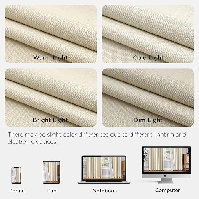 Joydeco Pleated Curtains for Living Room Bedroom, Linen Drapes 90 inch Length 2 - Image 8