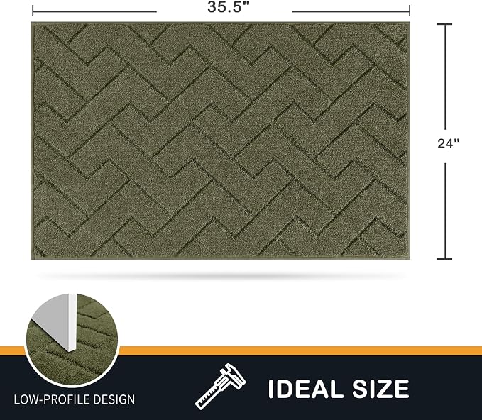 PURRUGS Dirt Trapping Door Mat 24" x 35.5", Non-Slip Machine Washable Entry Rug, Dog Doormat, Indoor Front Door Mat, Super Absorbent Entryway Rug for Muddy Shoes & Paws, Sage Green