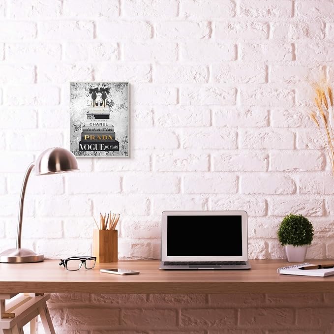 Fashion Bookstack Glam, 10 x 15 Inch Mounted Print on Wall Plaque | Stupell Industries · By Amanda Greenwood · Ready to hang · Chic gift for fashion lovers · Made in USA