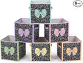 Kathfly 6 Pcs 11" Composition Notebook Fabric Classroom Storage Bins Pastel Bow Cubby Bins Storage Baskets with Handles for School Classroom Lost and Found Prize Office Home Organizer Supplies