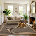Brown Rug, 3x5, Modern Design, Black Stripes, Contemporary Abstract Farmhouse Style, Non-Slip TPE Backing, Low Pile, Washable Rug, Easy to Clean, Suitable for Living Room, Bedroom and Porch.