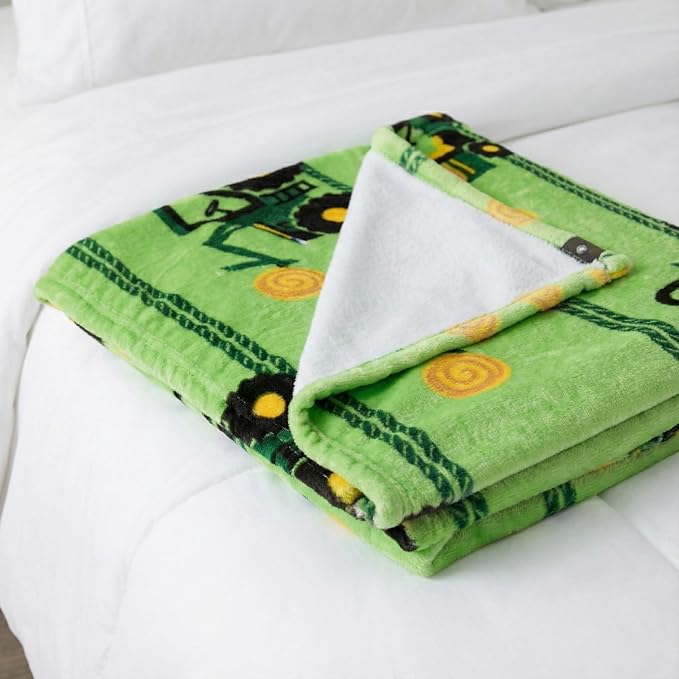 John Deere Trailer Tractor Kids Bedding Super Soft Plush Throw Blanket, 46 in x 60 in, (Officially Licensed Product) by Franco