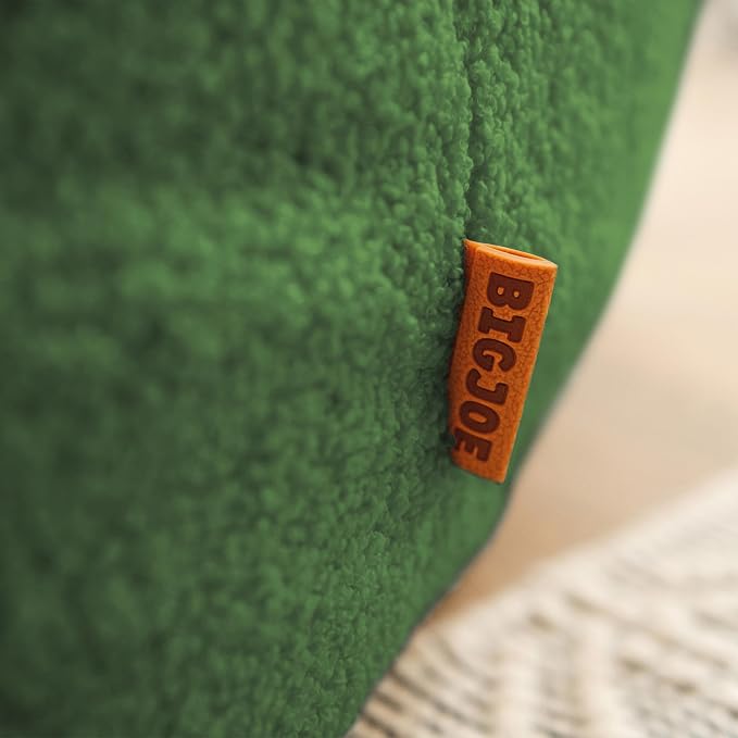 Big Joe Cloudberry Bean Bag Chair, Foam-Filled Structured Seat, Teddy Boucle, Matcha Green, Adults
