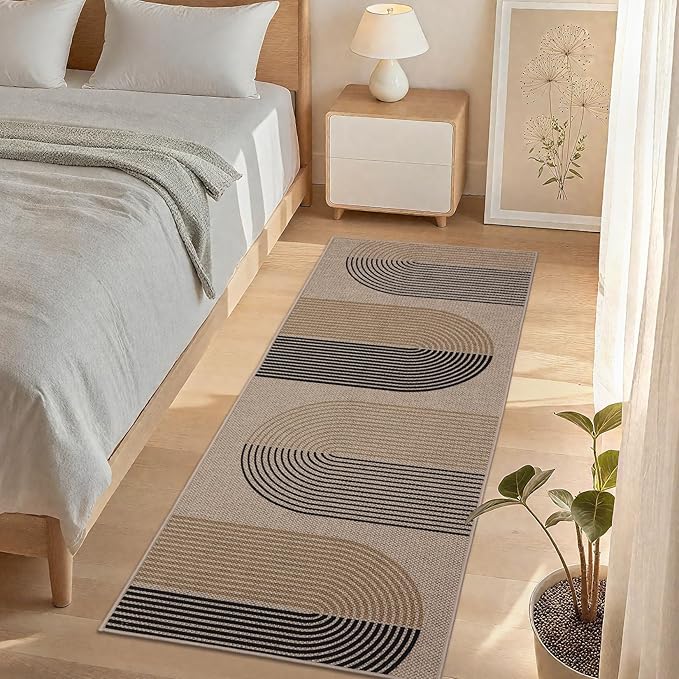 GarveeHome Modern Rainbow Easy Jute Runner Rug, 2x6 Rug for Hallways - Non-Slip Indoor Outdoor Carpet, Washable for High Traffic Laundry Room, Kitchen, Entryway