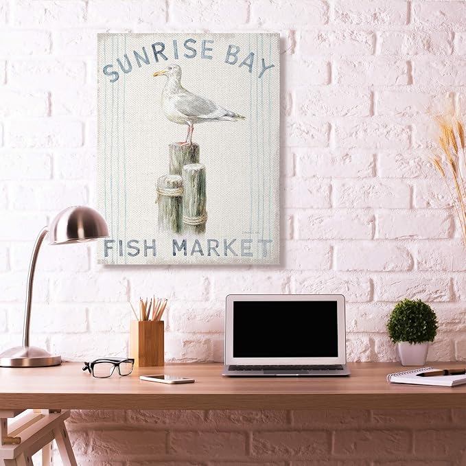 Stupell Industries Sea Gull Beach Ocean Bird, 36 x 48 Inch Canvas Wall Art | Stupell Industries | 36 x 48 Inches, Easy to Hang and Sturdy, Made in USA, by Danhui Nai