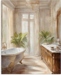 Serenity Bath Floral Still Life, 36 x 48 Inch Canvas Wall Art | Stupell Industries · By Kim Allen · Ready to hang · Perfect for bathroom or bedroom · Made in USA