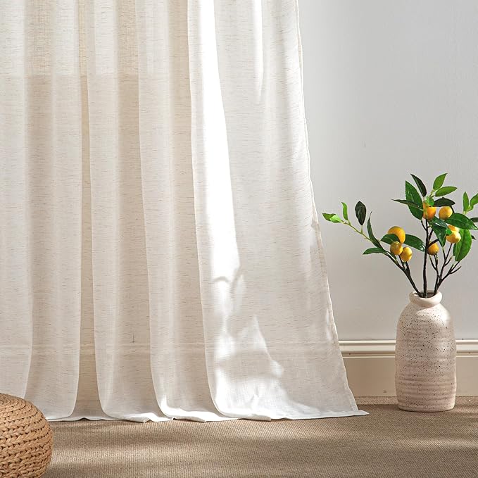 RYB HOME Sheer Curtains 108 inches Long Linen Blend Vertical Extra Long High - Image 5
