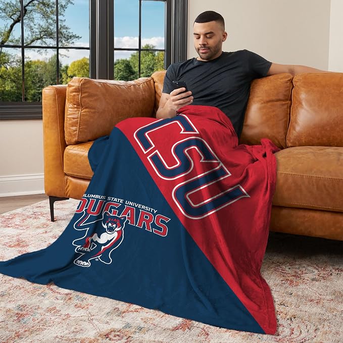 Northwest NCAA Silk Touch Throw Blanket, Ultra Soft Plush Polyester, Lightweight Warm Decorative Fan Gift, 46 x 60 in