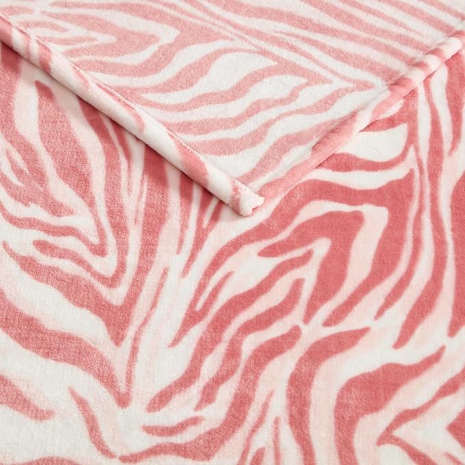 Betsey Johnson - Oversized Plush Throw Blanket, 50" x 70", Soft Throw Blanket for Couch or Bed, Cozy Bedding for Year Round (Wild Zebra Pink)