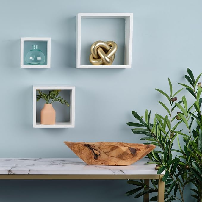 MELANNCO Floating Square Cube Shelves, for Bedroom, Living Room, Bathroom, Kitchen, Nursery, White (Pack of 12)