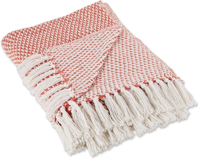 DII Woven Throw Collection 100% Cotton, Basketweave, 50x60, Spice