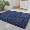DEXI Front Door Mat Outside Entrance, 2x3 Heavy Duty Entry Doormat Dirt Trapper with Rubber Back, Non Slip Low Profile Floor Mats for Entryway Exterior Patio, Navy Blue