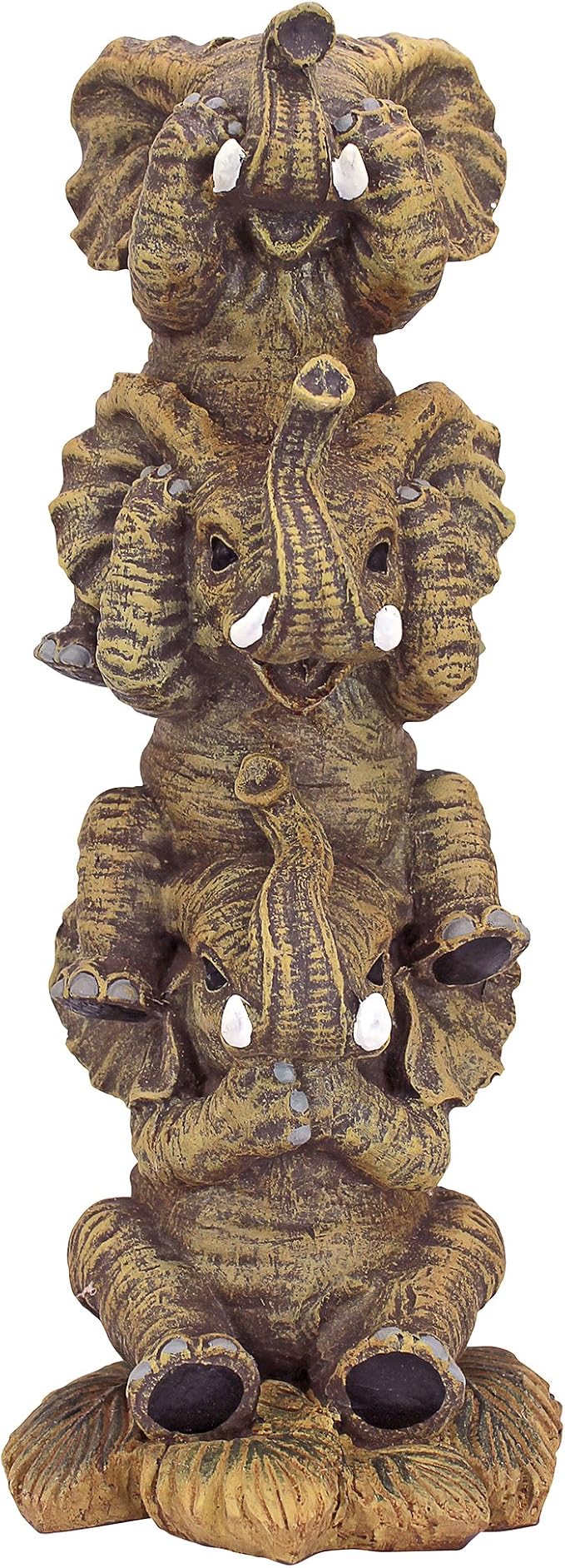 Design Toscano NG33769 Hear-No, See-No, Speak-No Evil Stacked Elephants Collectible Statue, Single,Medium