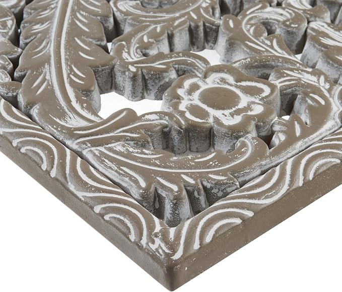 Madison Park Wall Décor for Living Room - Botanical Panel, Home Accent Modern Kitchen Dining Decoration, Ready to Hang 2-Piece Distressed Carved Wood Panel Set for Bedroom, 15.75"W x 31.50"H, Antique Green