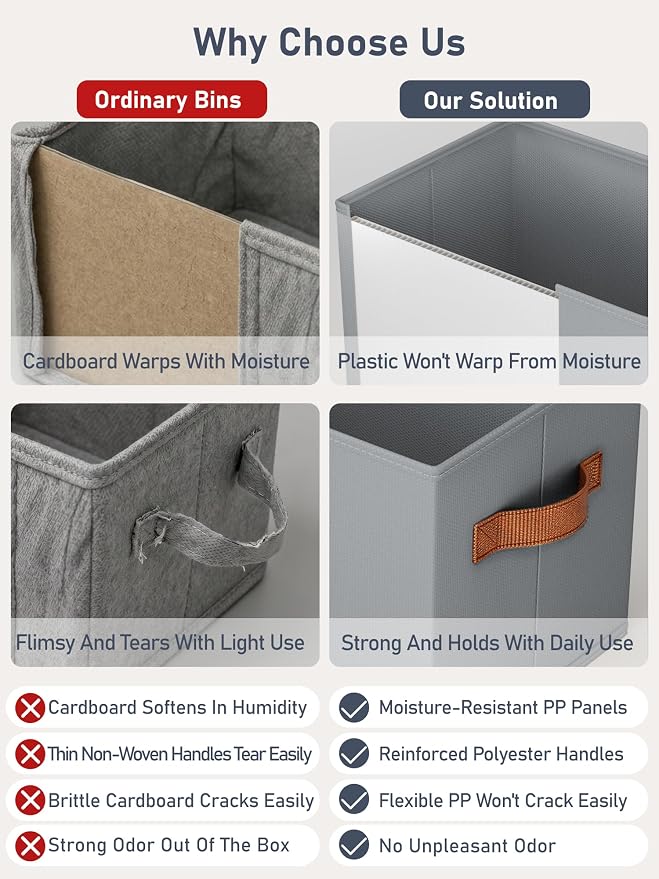8 Pack Large Closet Storage Baskets Bins for Shelves, Collapsible Fabric Closet Organizers and Storage with Polyester Handles, Decorative Baskets for Organizing Clothes, Towels, Linen Closet 16x12x10"