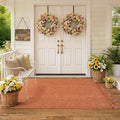Collive 3' x 5' Indoor Outdoor Rug, Modern Farmhouse Entryway Rug Washable Kitchen Rugs, Hand-Woven Front Door Mat Throw Carpet for Bedside Nursery Porch Terracotta Fall Decor